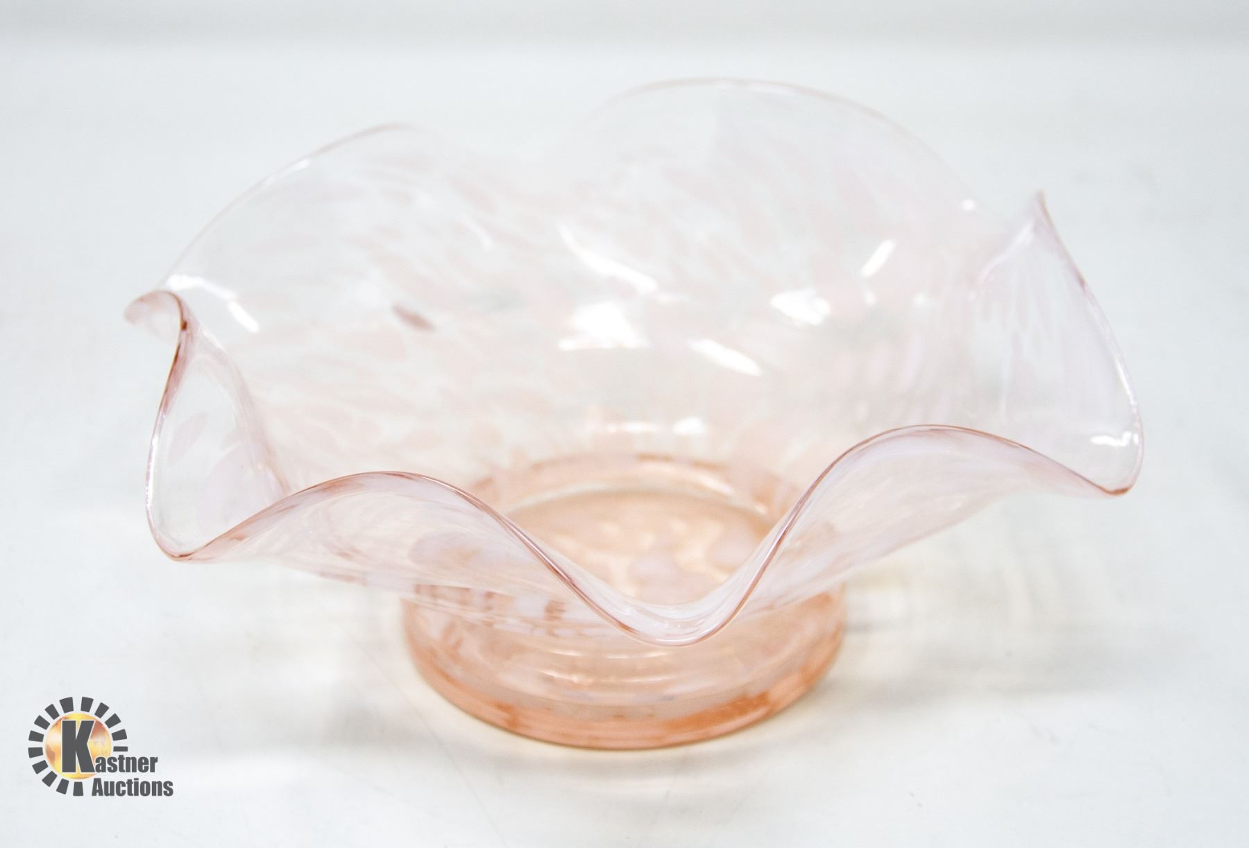 Vintage Ruffled Dish Raspberry VINTAGE RARE RUFFLE EDGE ART GLASS DISH