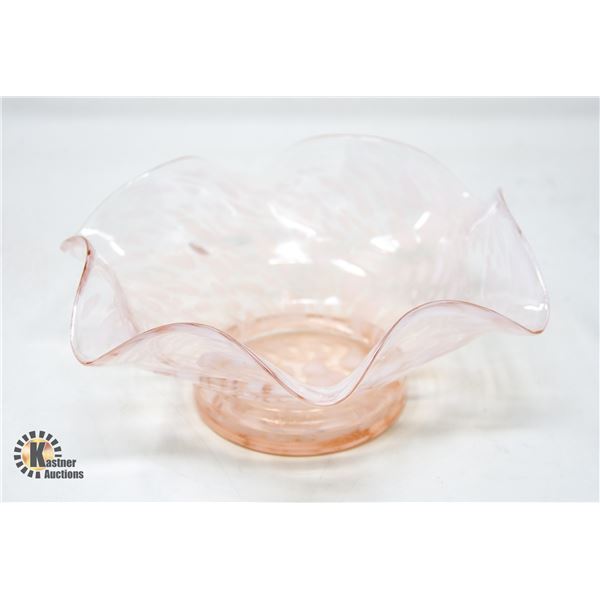 VINTAGE RARE RUFFLE EDGE ART GLASS DISH