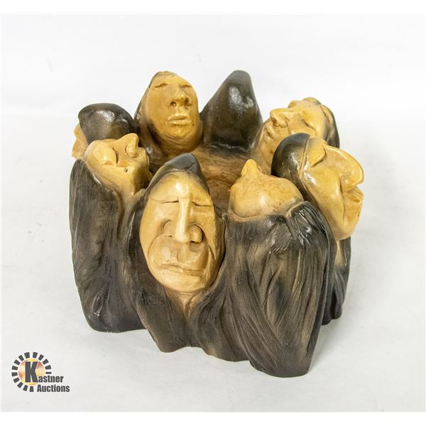 VINTAGE "TRIBAL COUNCIL OF FIRE" CANDLE HOLDER