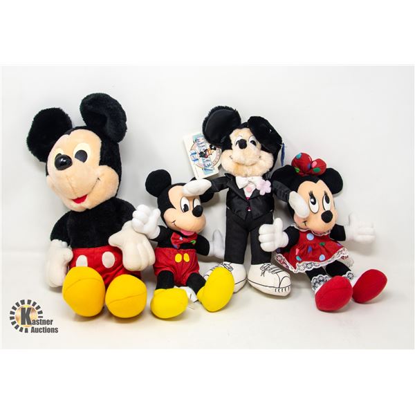 VINTAGE DISNEY "MICKEY MOUSE" PLUSH- SET OF 4