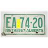 Image 1 : VINTAGE 1967 ALBERTA LICENSE PLATES- SET OF 2