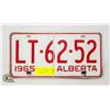 Image 1 : VINTAGE 1965 ALBERTA LICENSE PLATES- SET OF 2
