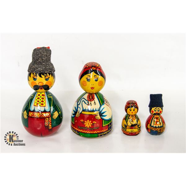 VINTAGE UKRAINIAN LINDEN WOOD DOLLS- SET OF 4