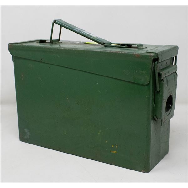 VINTAGE METAL AMMUNITION BOX- 10" X 7" X 4"