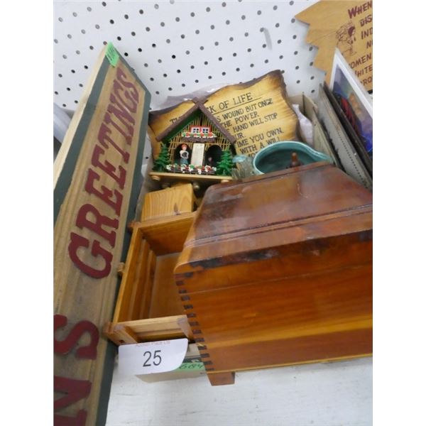 Misc Box, season's greetings, wooden truck and