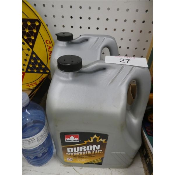 2 four litre jugs of synthetic heavy duty engine