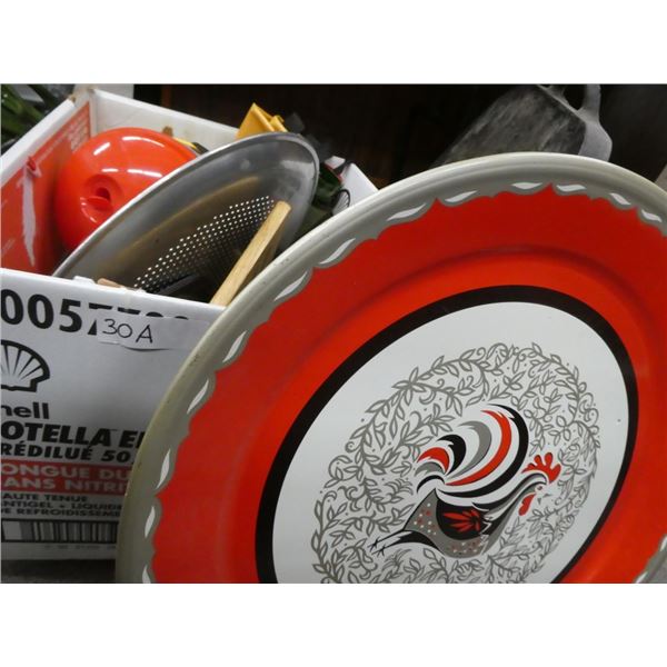 Pizza pan, serving tray, pie plate, wood trivet,