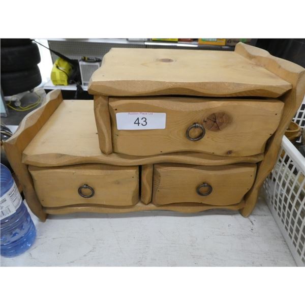 Wooden trinkets box, 3 drawer