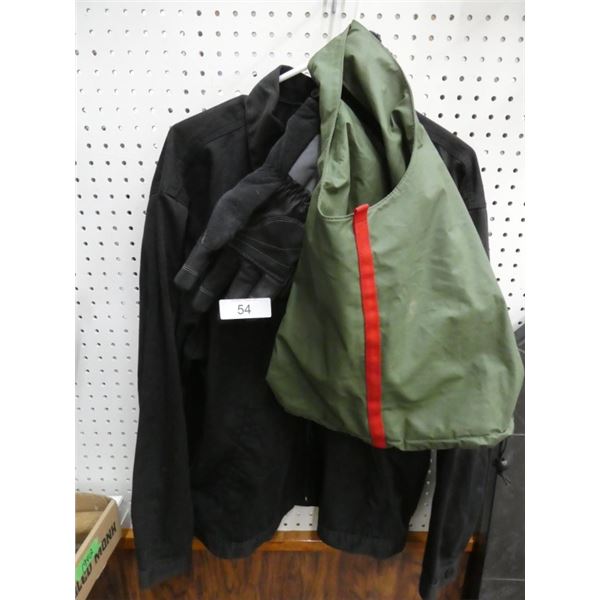 xl jacket,  gloves & bag