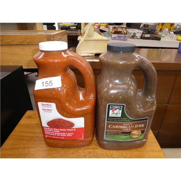 3.7 litre jug of salsa, and Caribbean Jerk sauce
