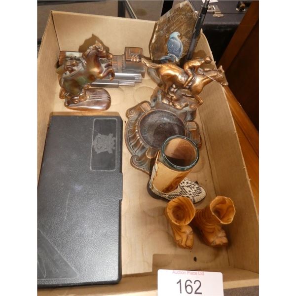 Knife sharpening kit, western ashtray, pen holder