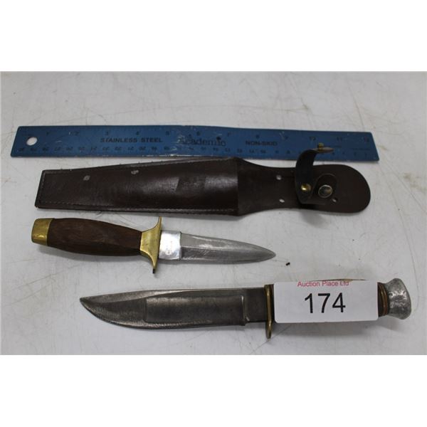 hunting knife in sheath, smaller knife