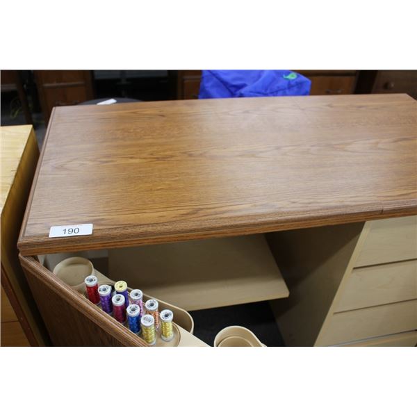 sewing cabinet with sewing supplies