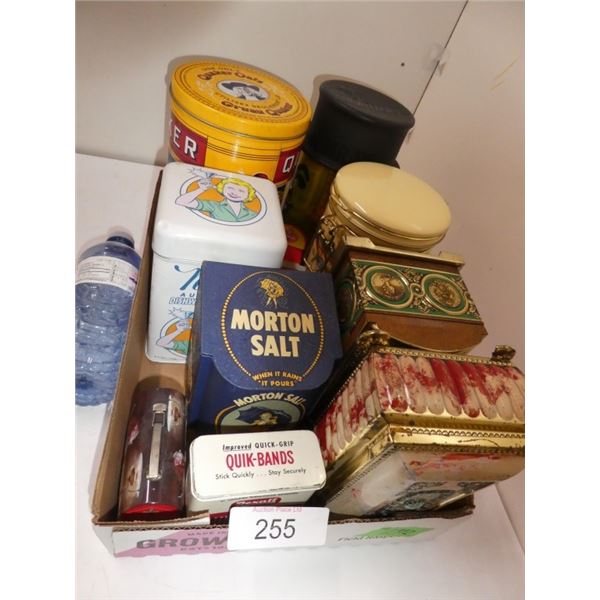 assortment of collector tins