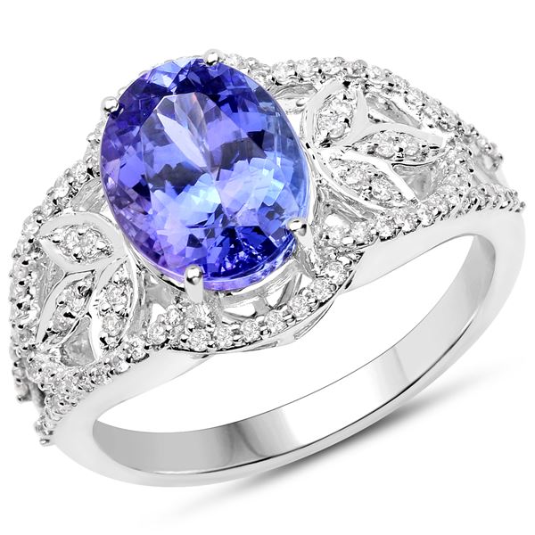 3.41ct Tanzanite 14K White Gold Ring