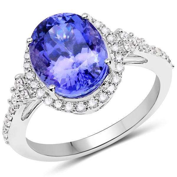 4.58ct Tanzanite 14K White Gold Ring