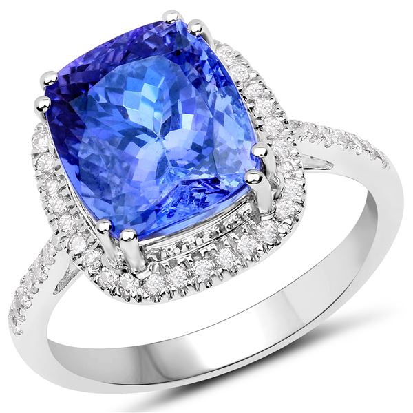 5.73ct Tanzanite 14K White Gold Ring