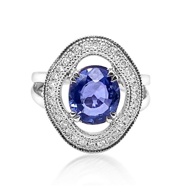 2.07ct Natural Ceylon Blue Sapphire 14K White Gold Ring