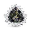 Image 1 : 5.46ct Trillion Green Tourmaline & Diamond Ring