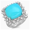 Image 1 : 7.31ct Turquoise 14 K White  Gold Ring
