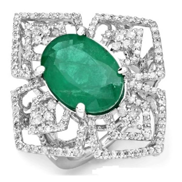 5.71ct Emerald 14 K White Gold Ring