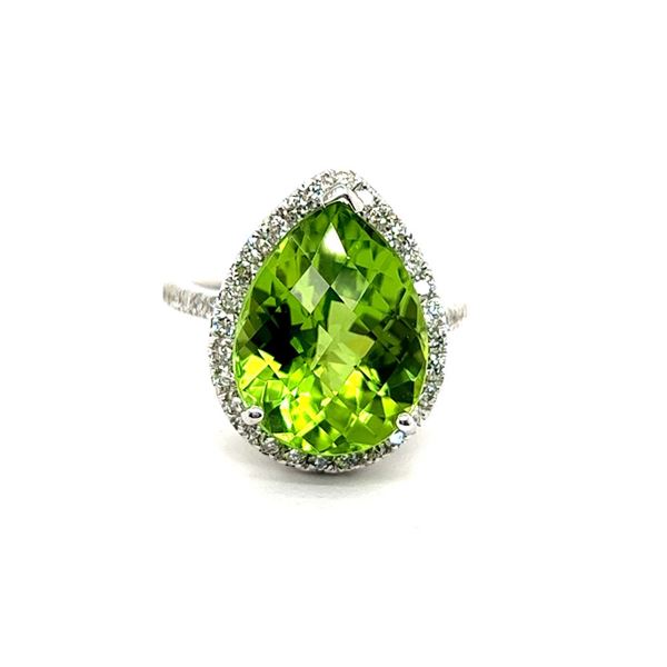 9.26ct Natural Peridot 14K White Gold Ring