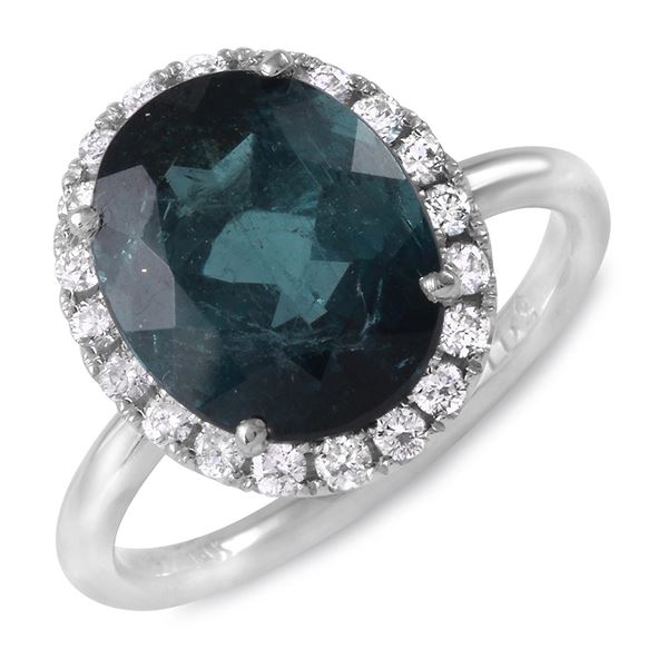 4.87ct Green Tourmaline 14 K White  Gold Ring