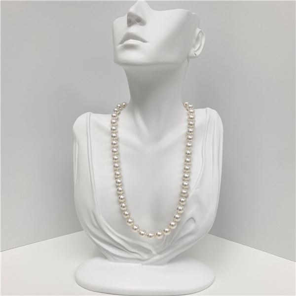 7-9mm South Sea White Round Pearl Necklace with Gold Clasp