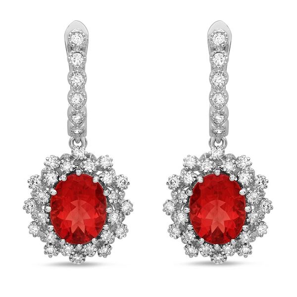 4.29ct Ruby 14 K White Gold Earrings