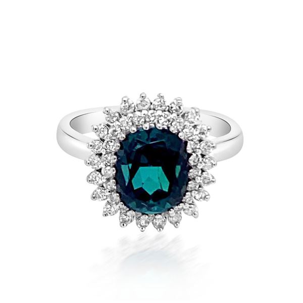 3.33CT NATURAL INDICO TOURMALINE 14K White GOLD RING