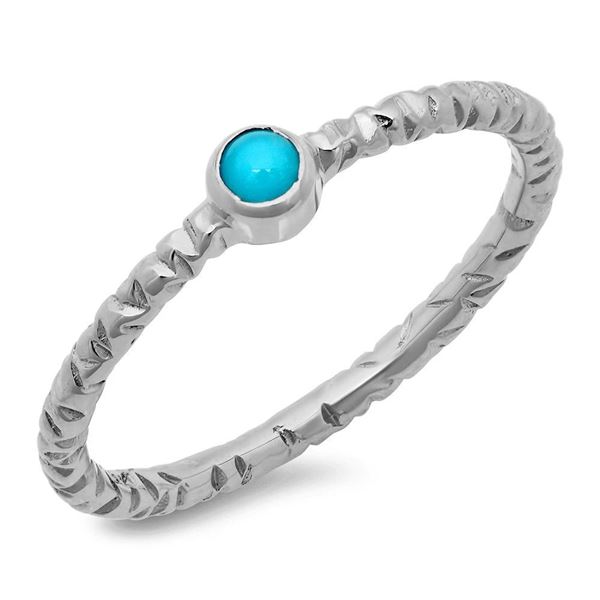 0.12ct Turquoise 14 K White  Gold Ring