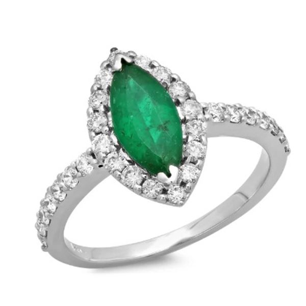 0.96ct Emerald 14 K White Gold Ring