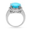 Image 2 : 4.6ct Turquoise 14 K White  Gold Ring