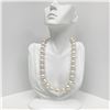 Image 1 : 14-17mm South Sea White Circled Button Pearl Necklace with Gold Clasp