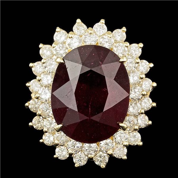 14k Yellow Gold 13.50ct Ruby 2.00ct Diamond Ring