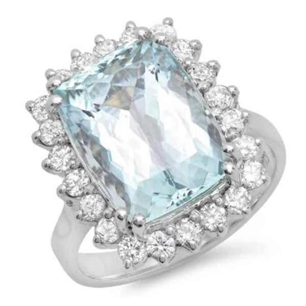 6.46ct Aqua 14 K White Gold Ring