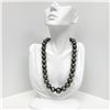 Image 1 : 14-17mm Tahitian Dark Near-Round Pearl Necklace with Gold Clasp