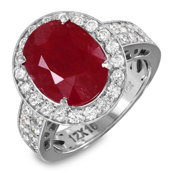 6.54ct Ruby 14 K White Gold Ring