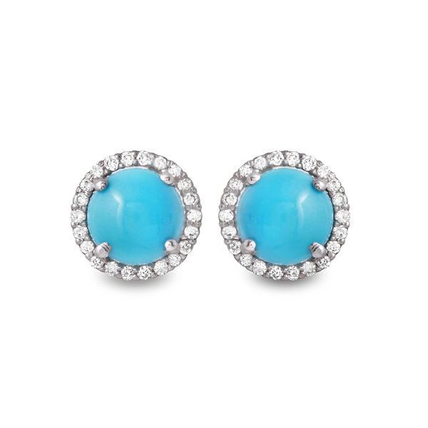 4.05ct Turquoise 14 K White Gold Earrings