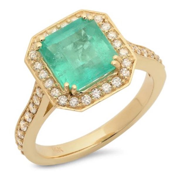 2.62ct Emerald 14 K Yellow Gold Ring