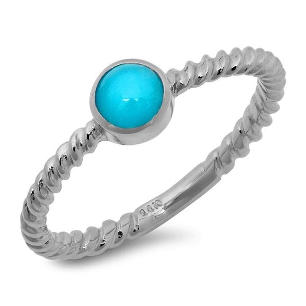 0.36ct Turquoise 14 K White  Gold Ring