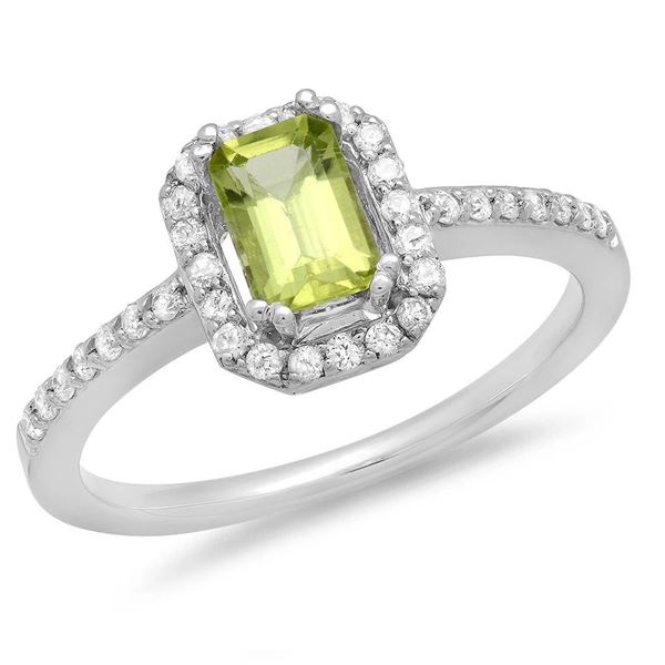 0.69ct Peridot 14 K White  Gold Ring