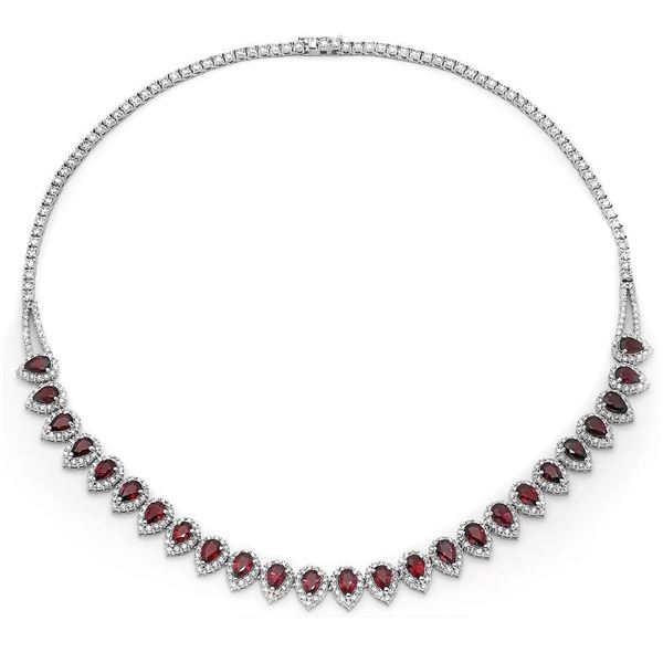 11.87ct Ruby 14 K White Gold Necklaces