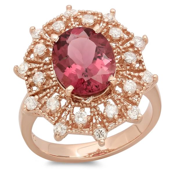 3.04ct Pink Tourmaline 14 K Rose Gold Ring