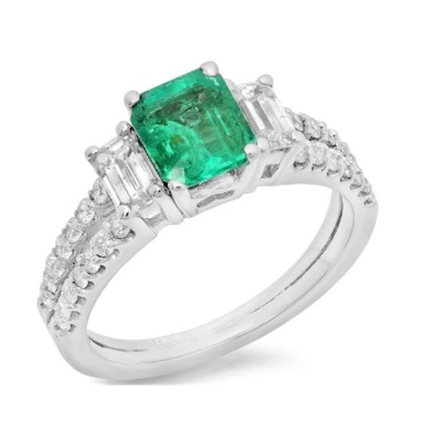 1.11ct Emerald 14 K White Gold Ring