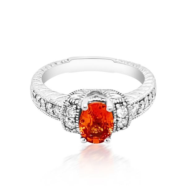 1.07CT NATURAL SPESSARTITE 14K WHITE GOLD RING