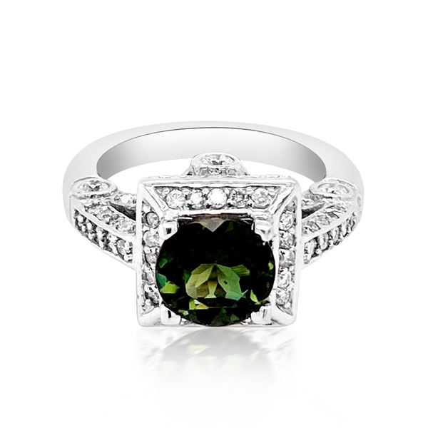 1.84CT NATURAL GREEN TOURMALINE 14K W/G RING