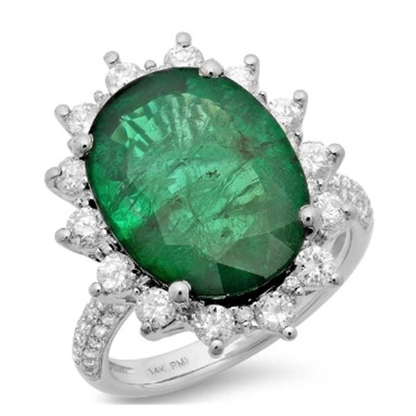 8.35ct Emerald 14 K White Gold Ring