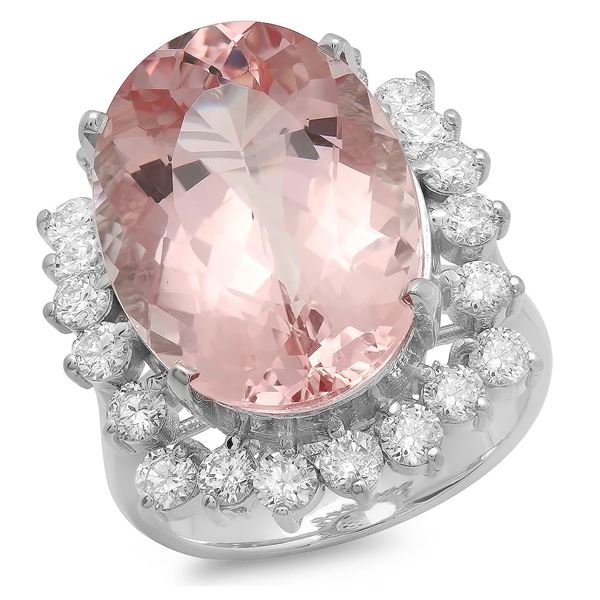 12.26ct Morganite 14 K White Gold Ring