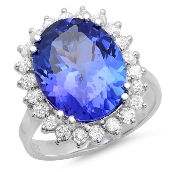 6.93ct Tanzanite 14 K White Gold Ring